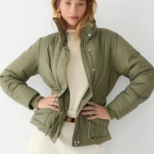 J. CREW SIGNATURE PUFFER JACKET LIGHTWEIGHT CINCH WAIST PRIMALOFT sz M